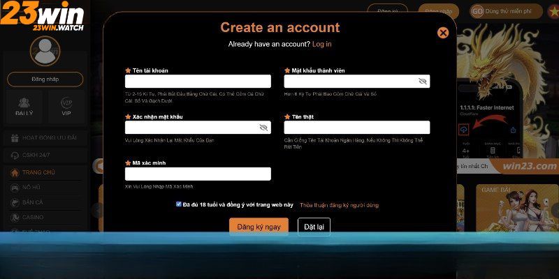 Cách đăng ký 23Win dành cho người mới